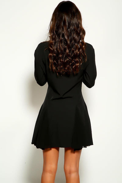 Black Long Sleeve Button Up Shirt Sexy Dress - AMIClubwear