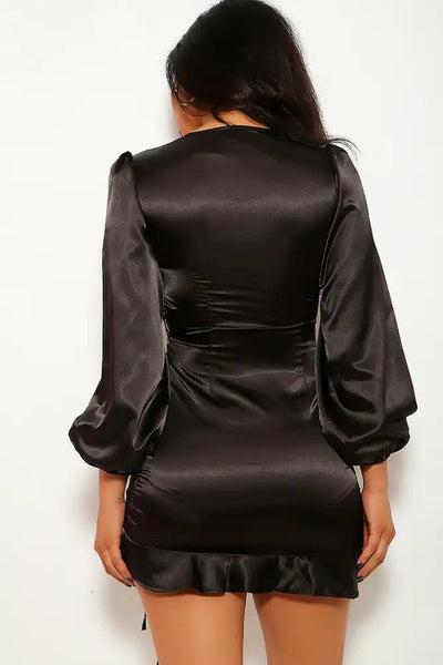 Black Long Sleeve Cut Out Party Dress - AMIClubwear
