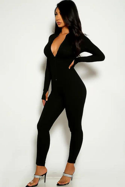 Black Long Sleeve Jumpsuit - AMIClubwear