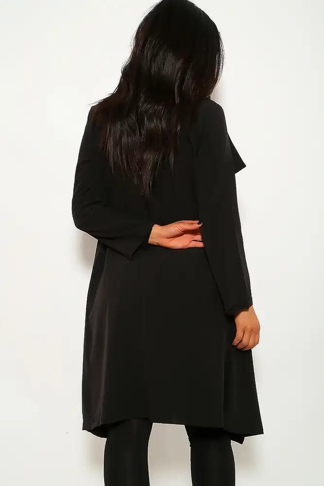 Black Long Sleeve Light Weight Coat - AMIClubwear