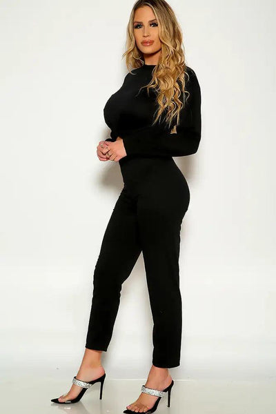 Black Long Sleeve Two Piece Lounge Wear Outfit - AMIClubwear