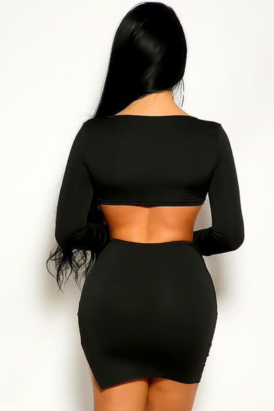 Black Long Sleeve Two Piece Sexy Party Dress - AMIClubwear