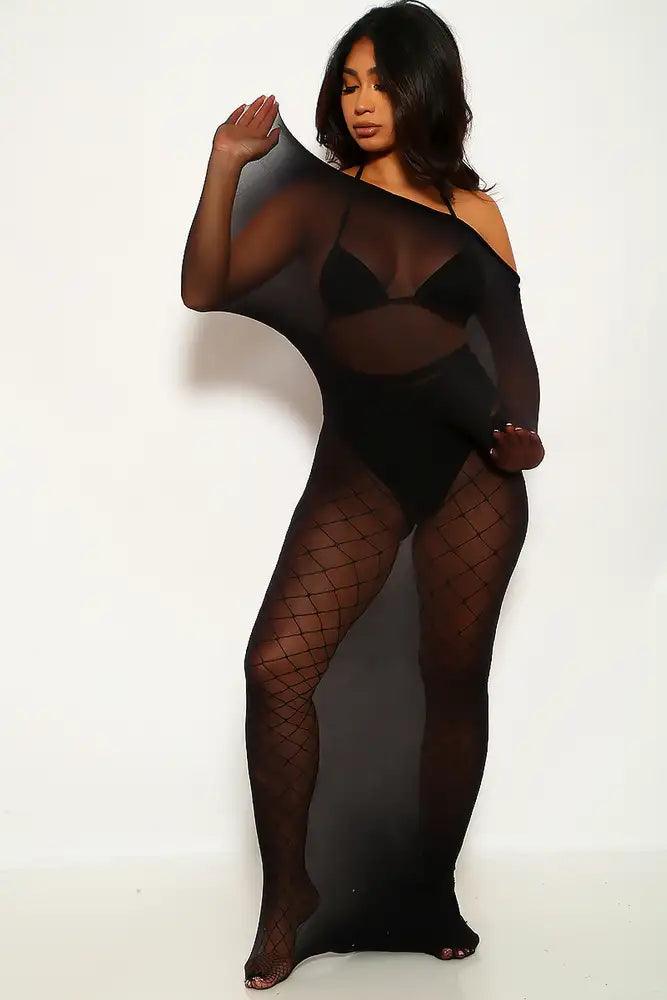 Black Mesh One Piece Bedroom Costume - AMIClubwear