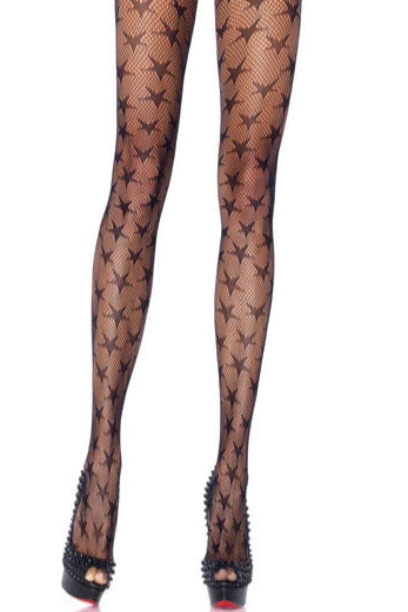 Black Micro Net Star Pantyhose - AMIClubwear