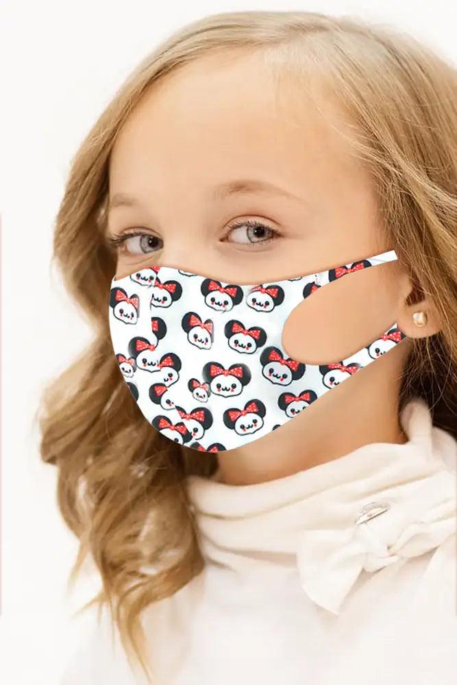 Black Mouse Print Reusable Kids Face Mask 1 Piece - AMIClubwear