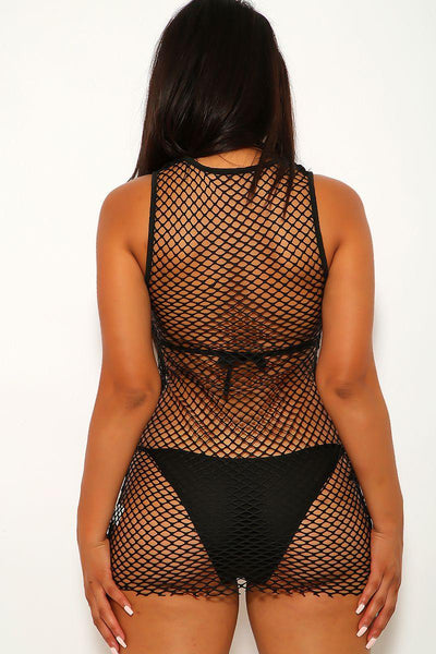 Black Netted Three Piece Swimsuit Set - AMIClubwear
