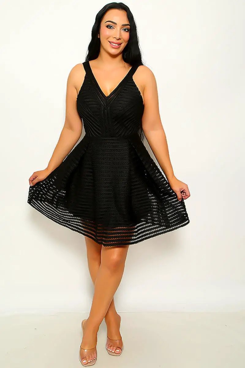 Black Netted Zip Up Sleeveless A-Line Cocktail Dress – AMIClubwear