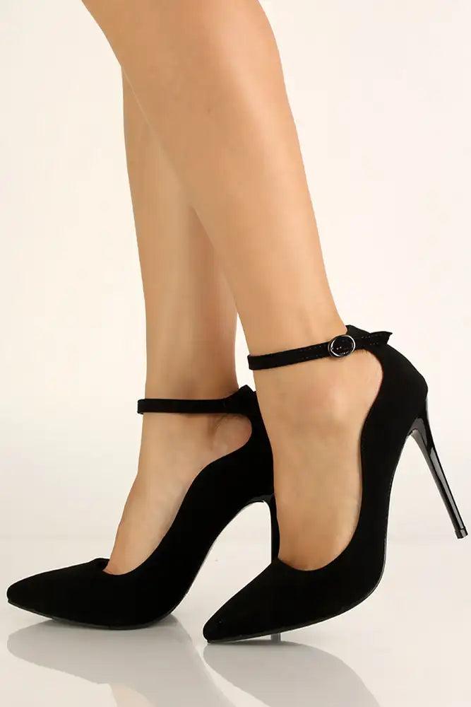 Black Nubuck Pointy Toe High Heels - AMIClubwear
