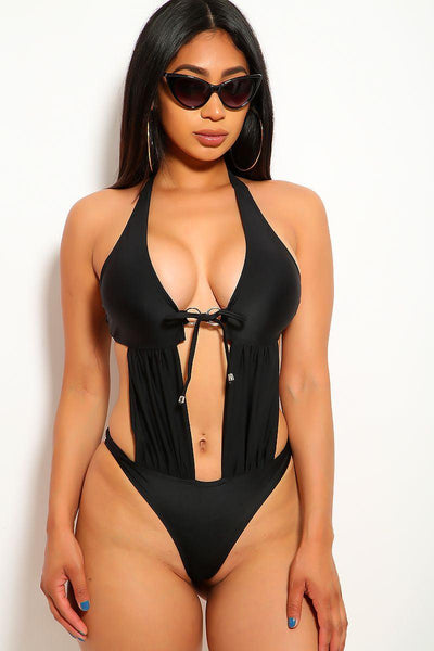 Black O-Ring Accent One Piece Swimsuit - AMIClubwear