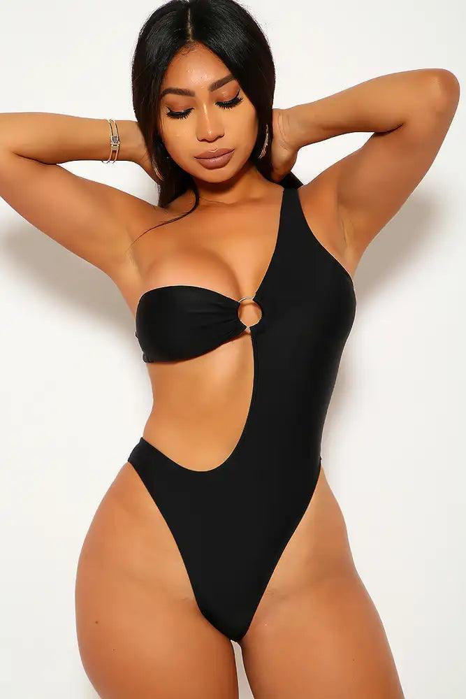 Black O-Ring Accent One Piece Swimsuit - AMIClubwear