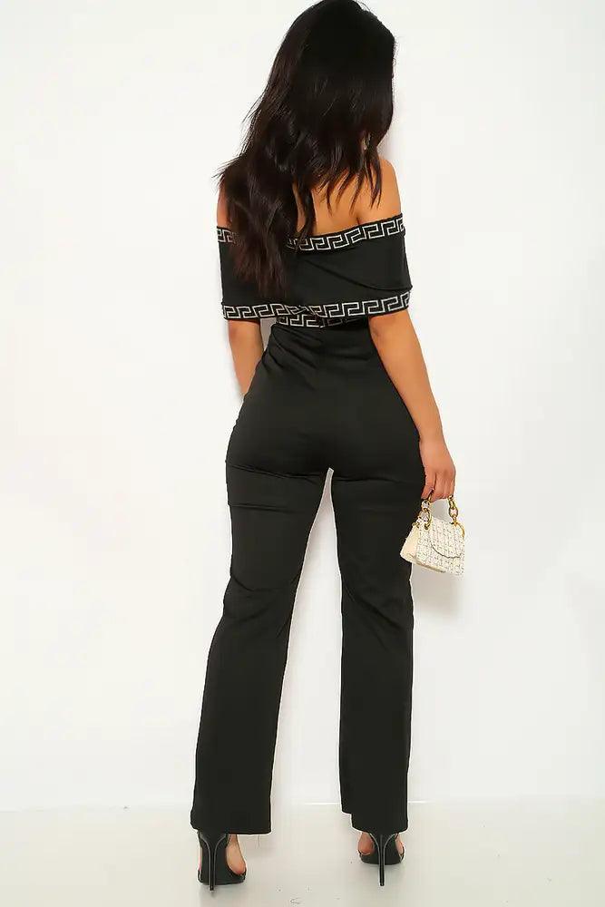 Black Off The Shoulder Dressy Jumpsuit - AMIClubwear