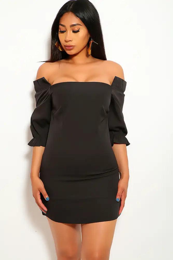 Black Off The Shoulder Party Dress - AMIClubwear
