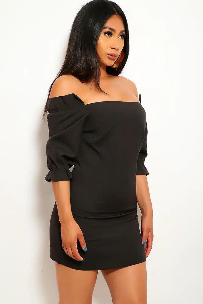 Black Off The Shoulder Party Dress - AMIClubwear