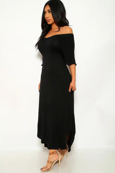 Black Off The Shoulder Plus Size Maxi Dress - AMIClubwear