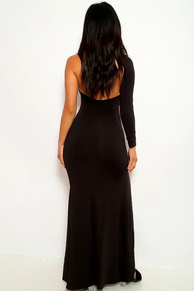 Black One Shoulder Maxi Party Dress - AMIClubwear