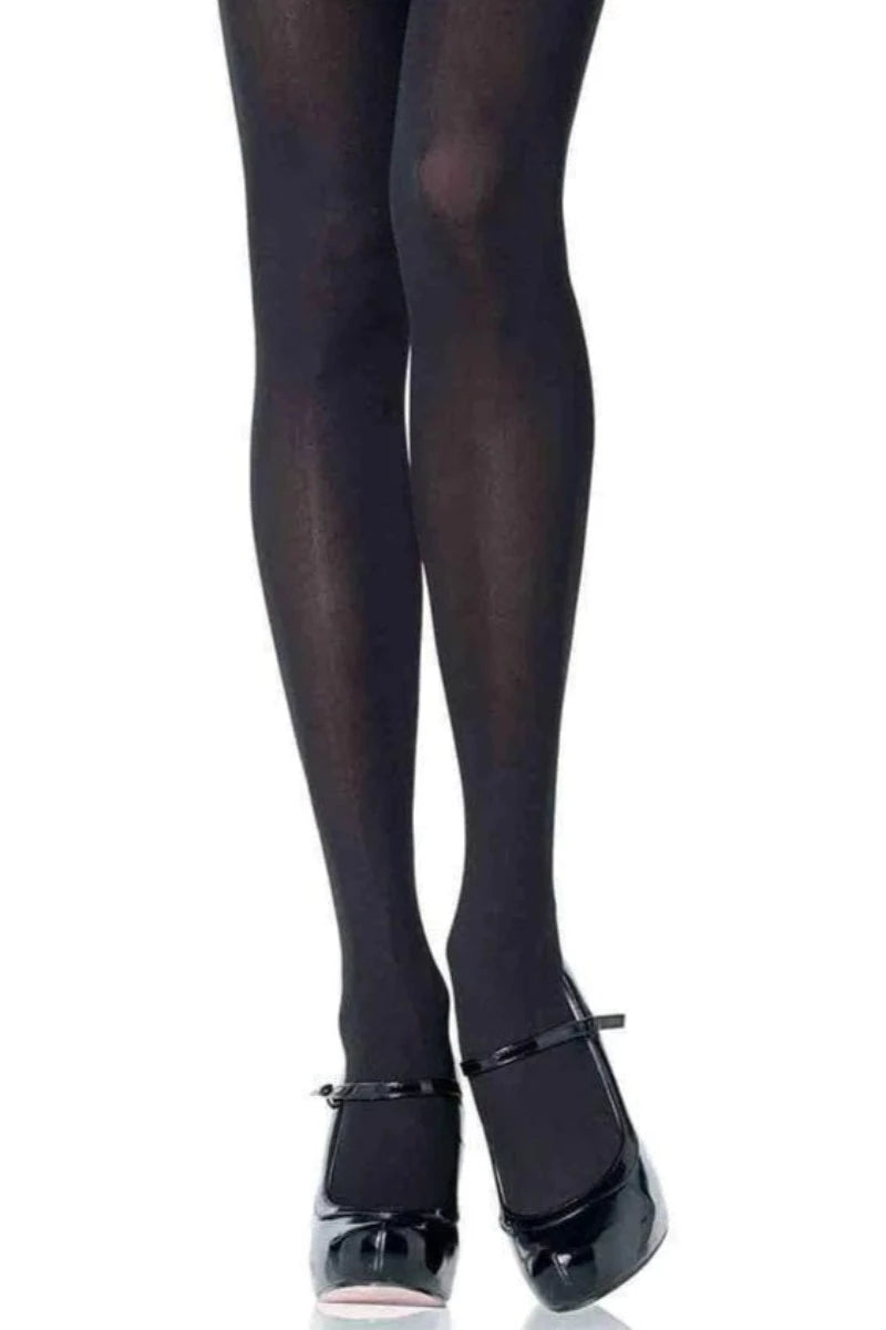 Black Opaque Nylon Thigh Highs - AMIClubwear