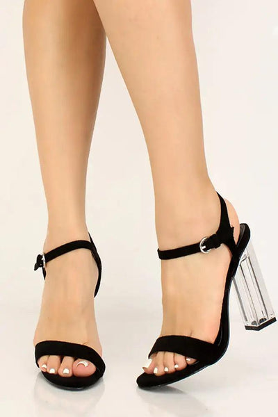 Black Open Toe Chunky Heels - AMIClubwear