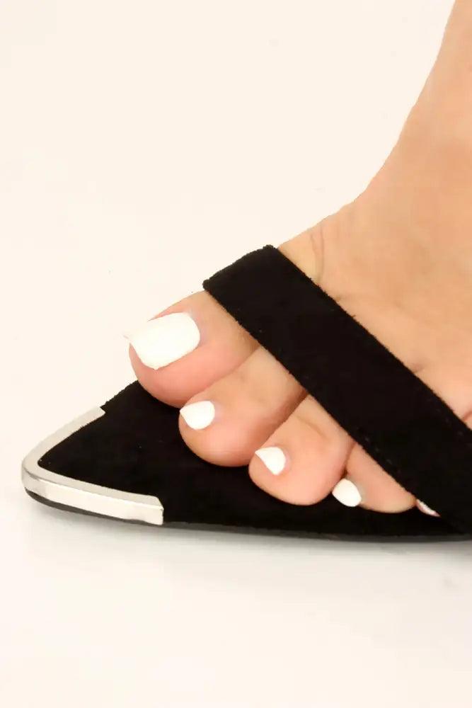 Black Open Toe Lace Up High Heels - AMIClubwear