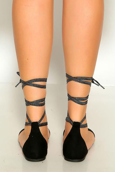 Black Open Toe O-ring Strappy Wrap Around Sandals - AMIClubwear