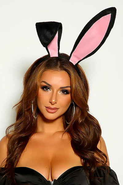 Black Pink One Piece Bunny Ears Costume Accessory - AMIClubwear