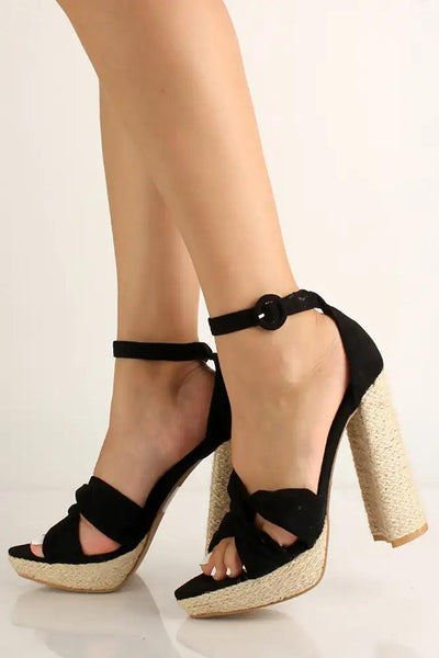 Black Platform Chunky Heels - AMIClubwear