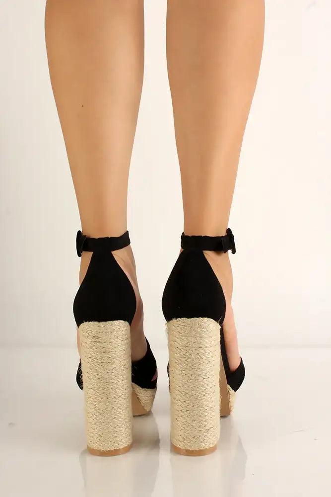 Black Platform Chunky Heels - AMIClubwear