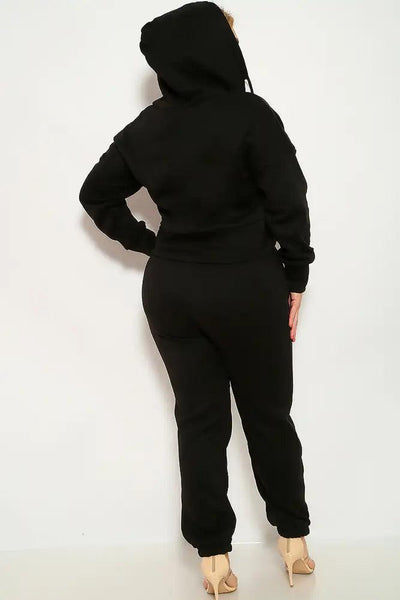 Black Plus Size Two Piece Outfit - AMIClubwear