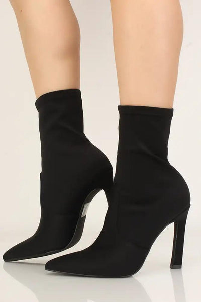 Black Pointy Closed Toe Booties - AMIClubwear