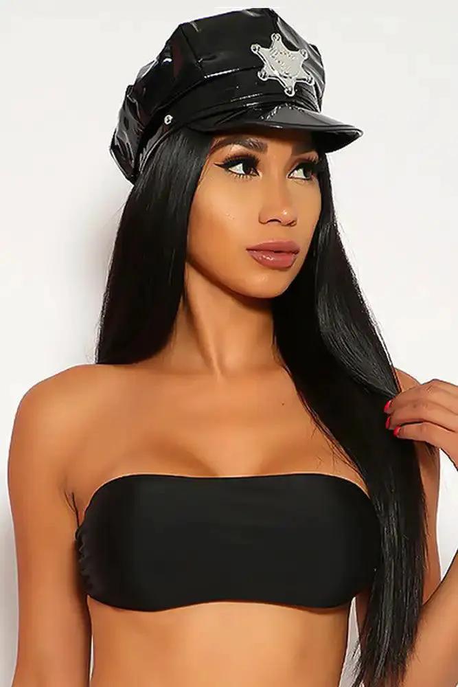 Black Police Hat Costume Accessory