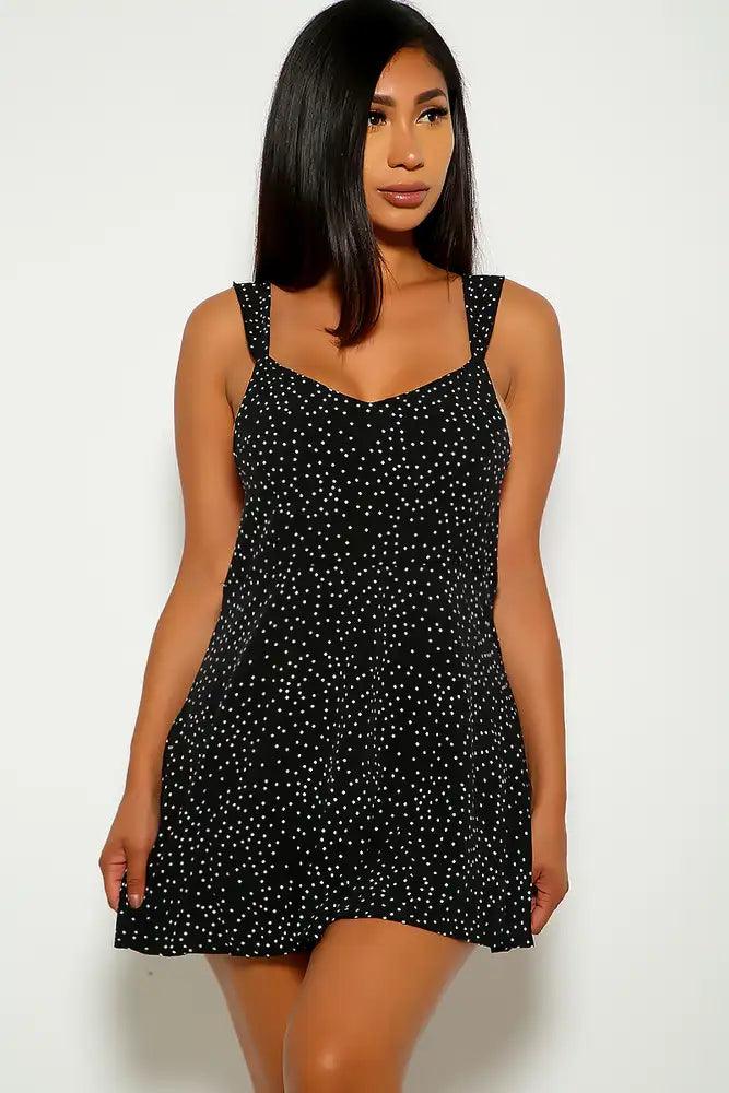 Black Polka Dot Print Party Dress - AMIClubwear