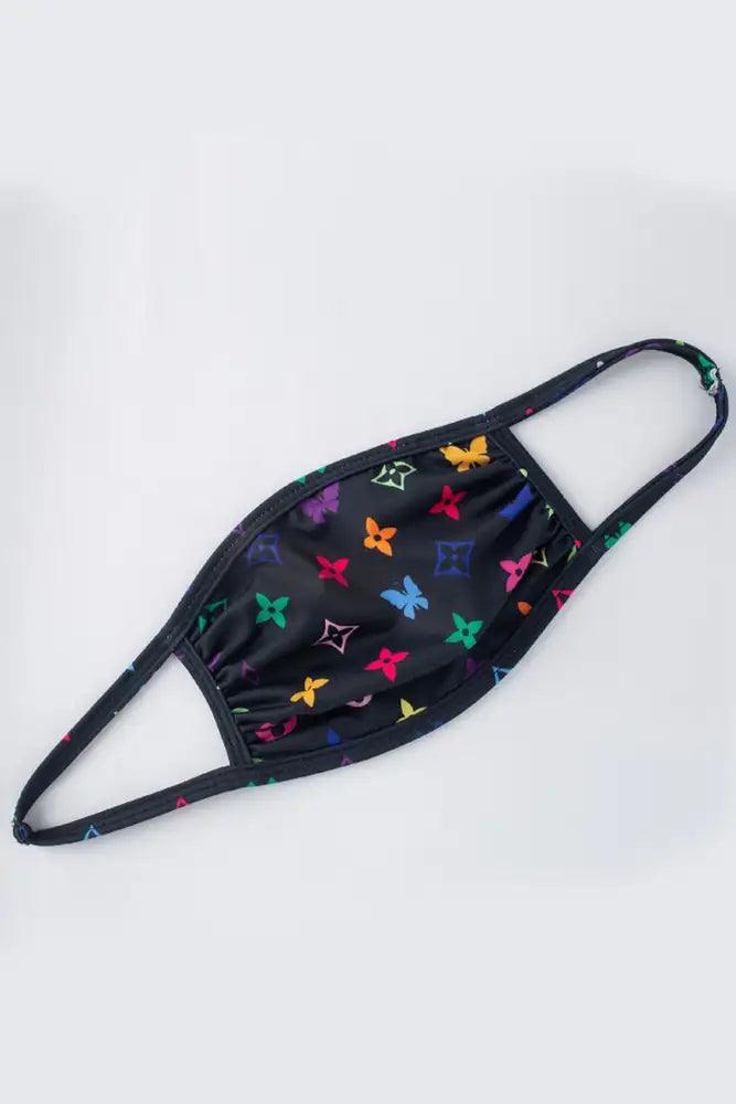 Black Printed Stretchy Reusable Face Mask - AMIClubwear