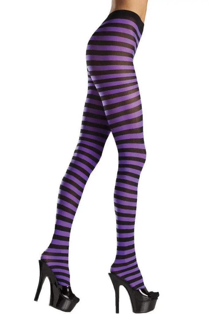 Black Purple Striped Tights