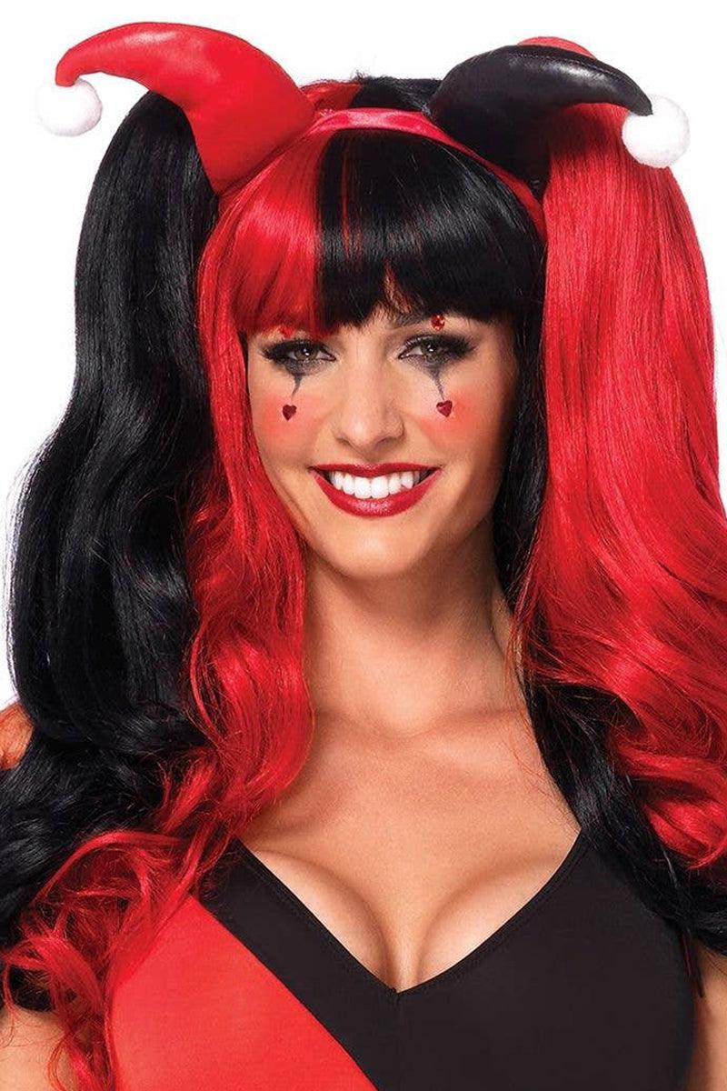 Black Red Harlequin Costume Accessory Headband - AMIClubwear