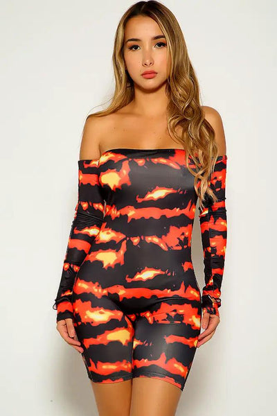 Black Red Off The Shoulder Romper - AMIClubwear