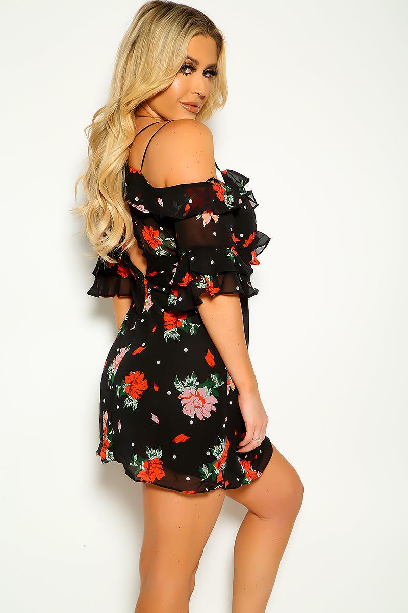 Black Red Rose Off Shoulder Sexy Loose Party Dress - AMIClubwear