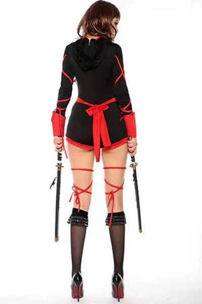 Black Red Sexy Ninja 5 Piece Costume - AMIClubwear