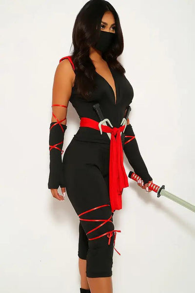 Black Red Tight Two Piece Sexy Ninja Costume - AMIClubwear