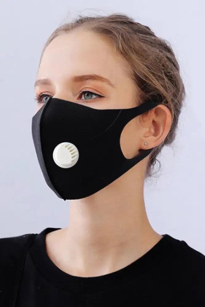 Black Respirator Filter Washable Reusable 3 Piece Face Mask - AMIClubwear