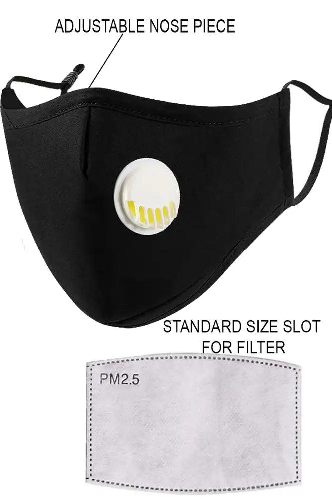 Black Reusable Filter Respirator Face Mask (Adjustable Nose Piece) - AMIClubwear