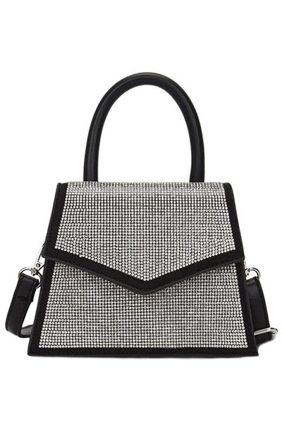 Black Rhinestone Accent Handbag - AMIClubwear
