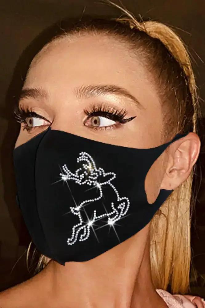 Black Rhinestone Reindeer Mask