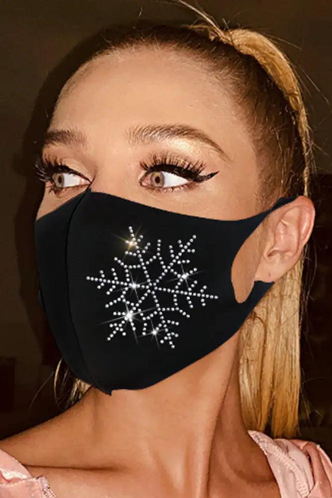 Black Rhinestone Snowflake Mask - AMIClubwear