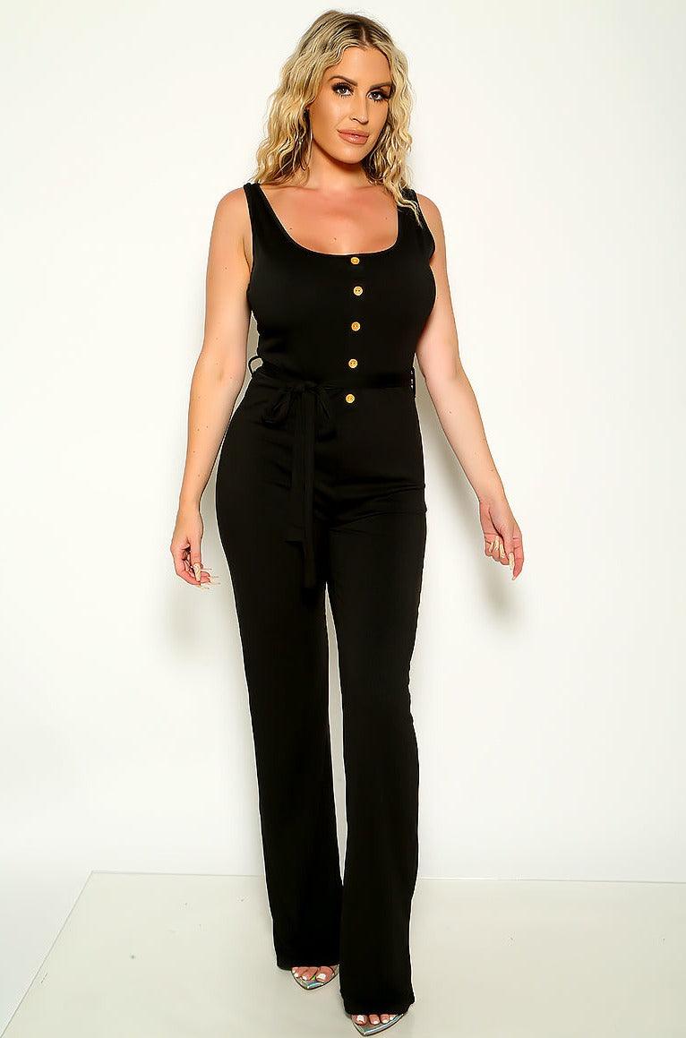 Black Ribbed Sexy Plus Size Jumpsuit - AMIClubwear