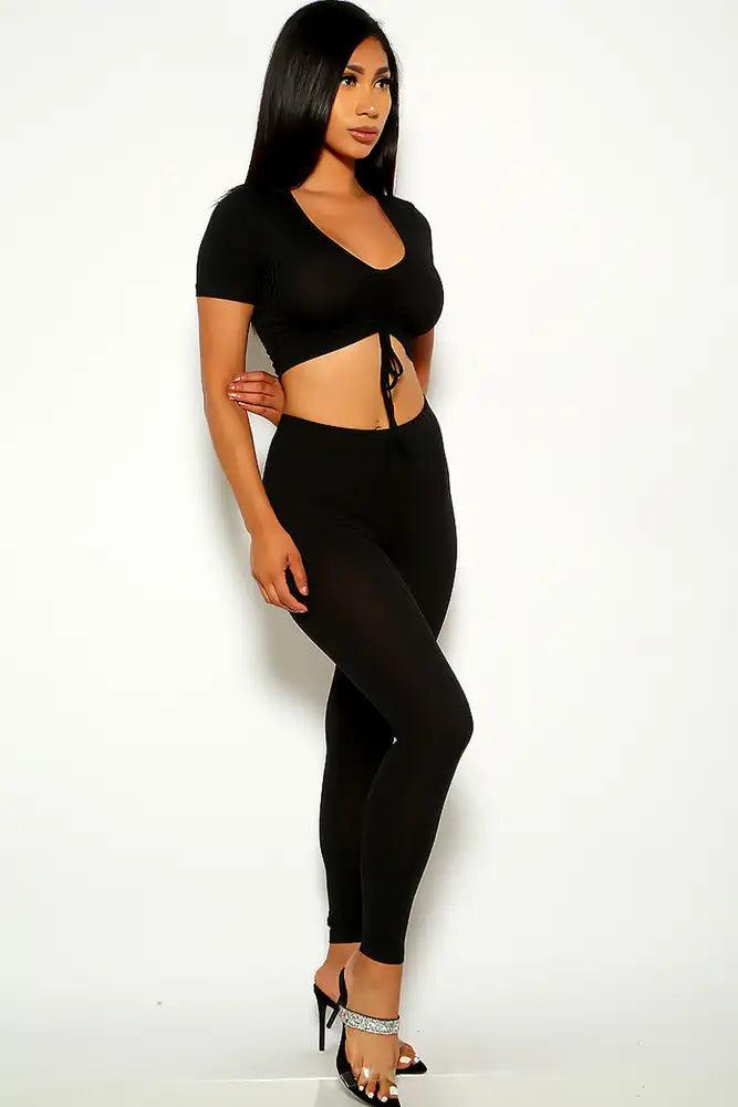 Black Ribbed Two Piece Outfit - AMIClubwear