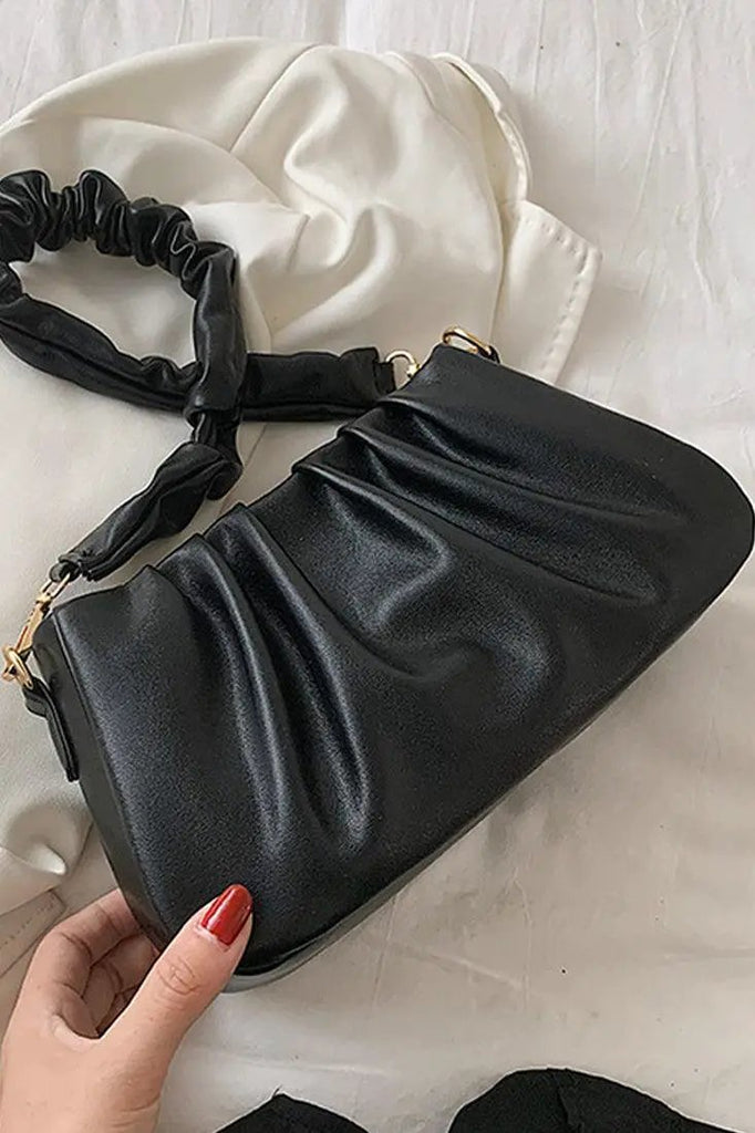 Black Ruched Crossbody Purse