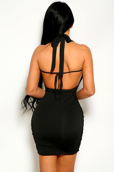 Black Ruched Sleeveless Party Dress - AMIClubwear