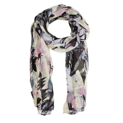 Black Sally Large Floral Print Scarf - AMIClubwear