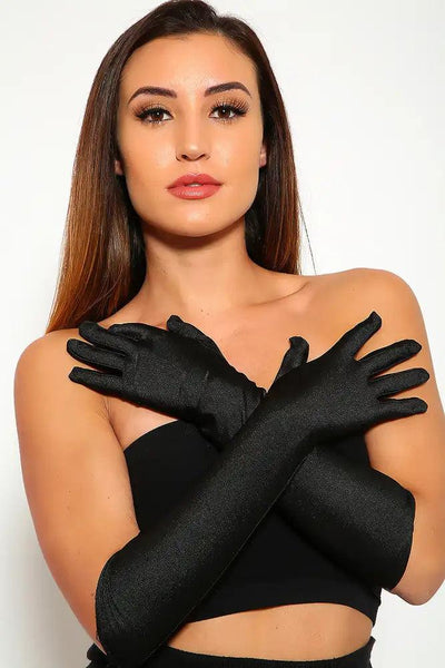 Black Satin Gloves - AMIClubwear