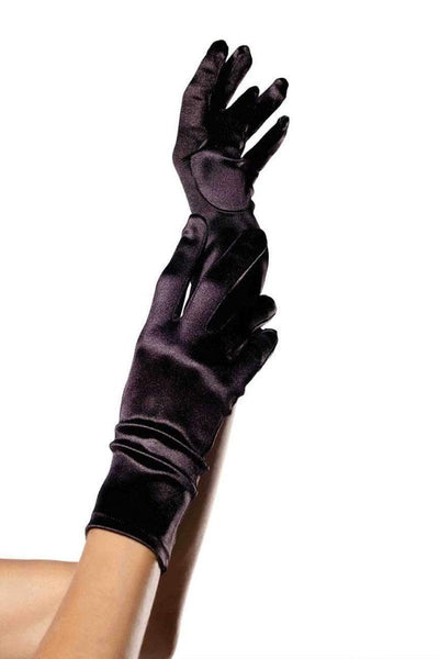 Black Satin Wrist Length Costume Gloves - AMIClubwear