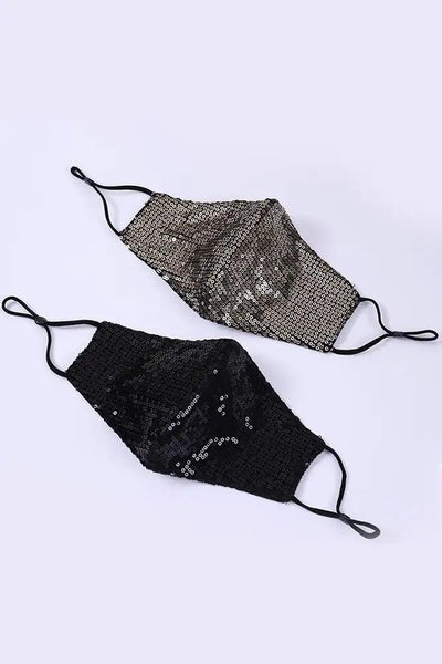 Black Sequins Washable 1 Piece Face Mask - AMIClubwear